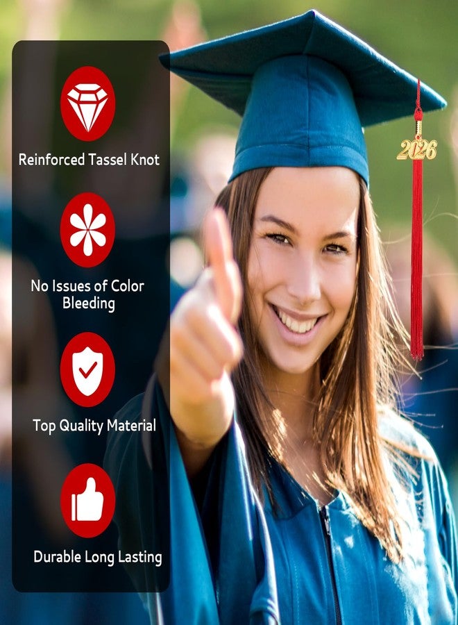 Nelisylux 2026 Tassel Graduation, Red Graduation Tassel, Tassel Charms for Graduations Cap Decorations, Tassels Memorial Grad Cords Class of 2026 College High School Graduate Hat Ceremonies Accessories - Image 3